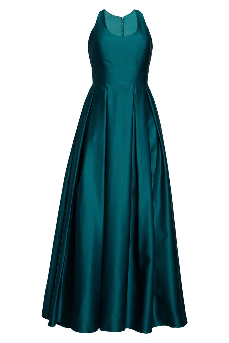 Back Cutout Satin Ballgown, Alternate, color, HUNTER