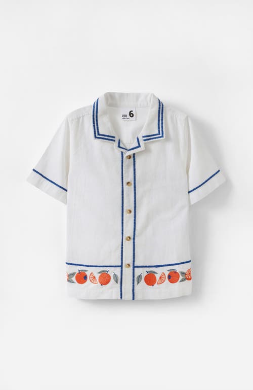 Cotton On Kids Kid's Cabana Short Sleeve Shirt In Vanilla Orange Embroidery