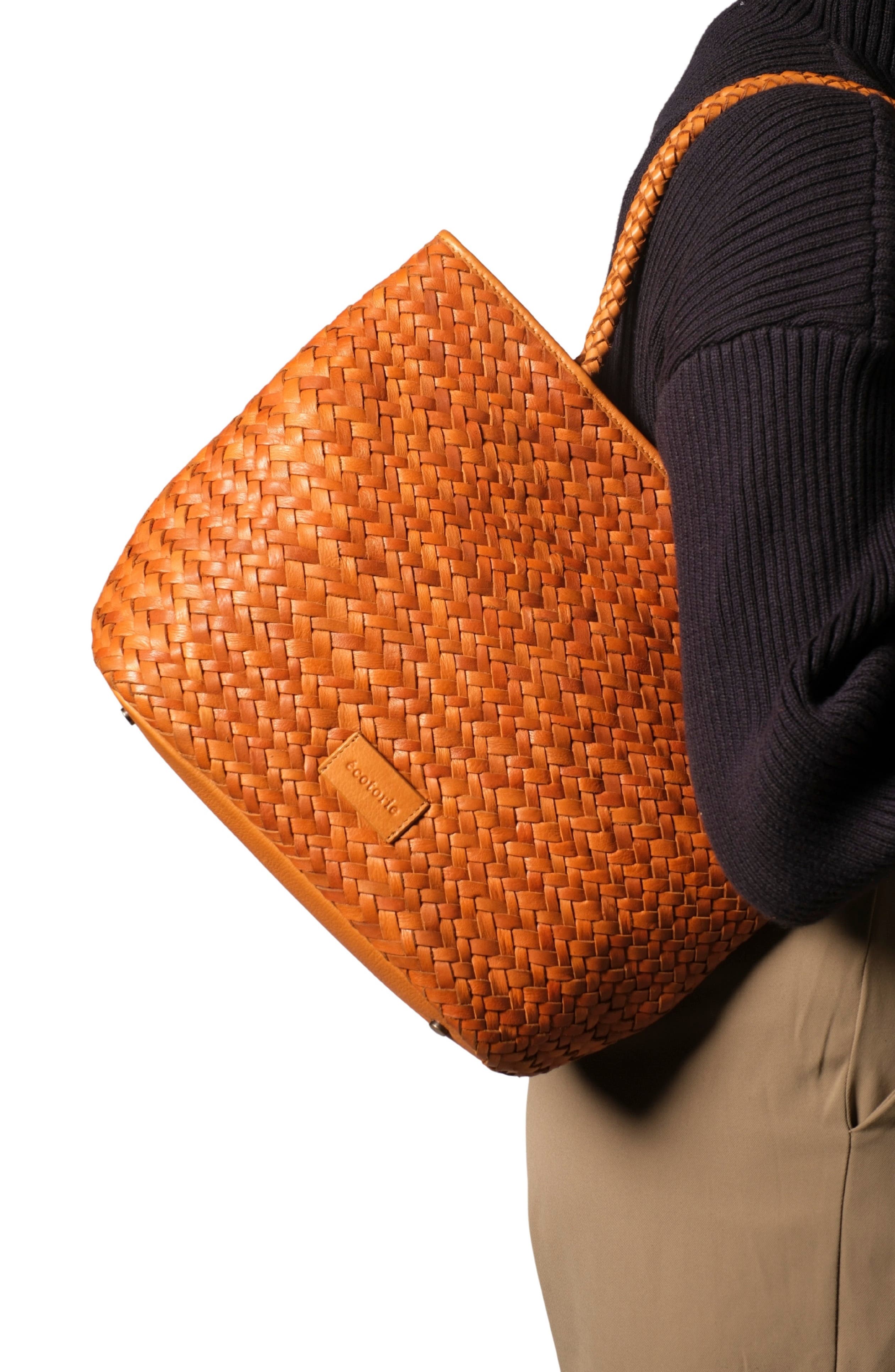 Lubbock Woven Leather Tote Bag, Alternate, color, TAN