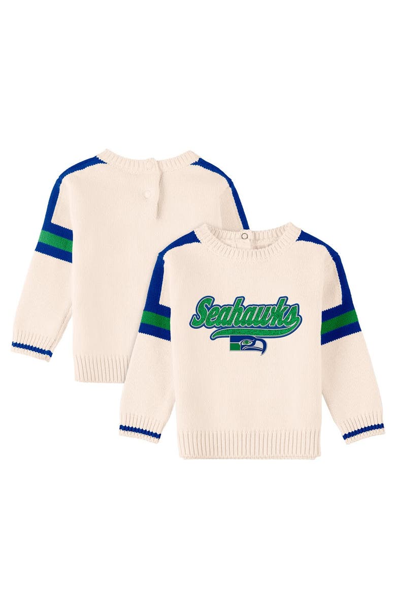 WEAR by Erin Andrews Infant WEAR by Erin Andrews Cream Seattle Seahawks Throwback Script Sweater, Alternate, color, Cream
