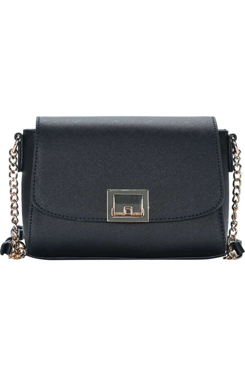 Madison West Flip Lock Flap Crossbody Bag, Main, color, Black