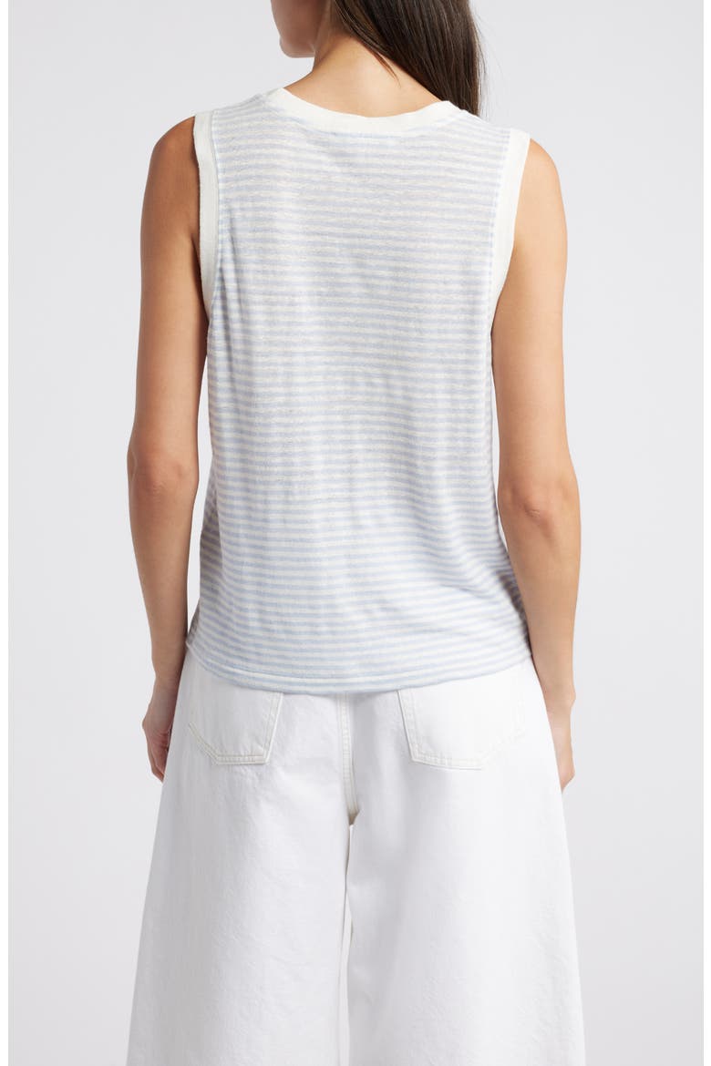 Stripe Organic Linen Muscle T-Shirt, Alternate, color, LIGHT CHAMBRAY MULTI