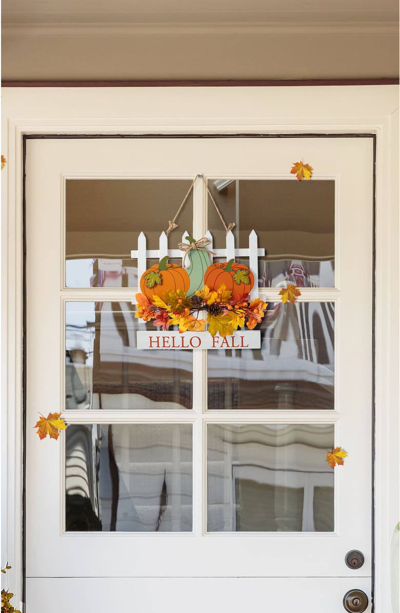Glitzhome Fall Wooden Patch with Floral Door Hanger, Alternate, color, 