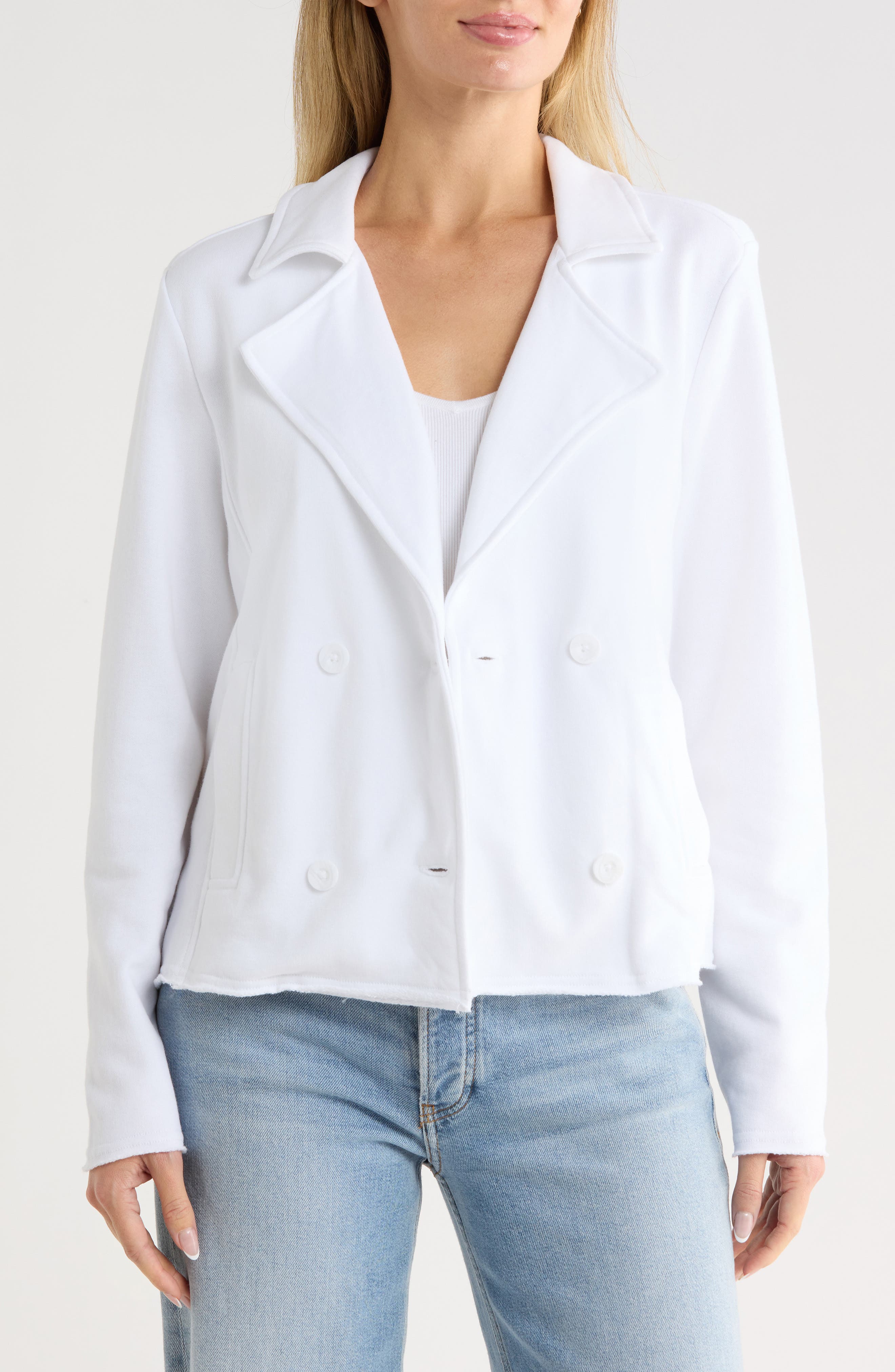 Marina Del Mar Double Breasted Crop Fleece Jacket