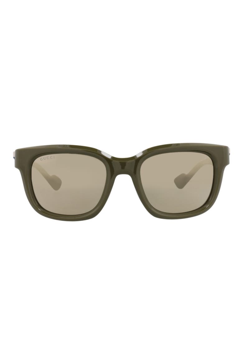 53mm Square Sunglasses, Main, color, GREEN GREEN GOLD