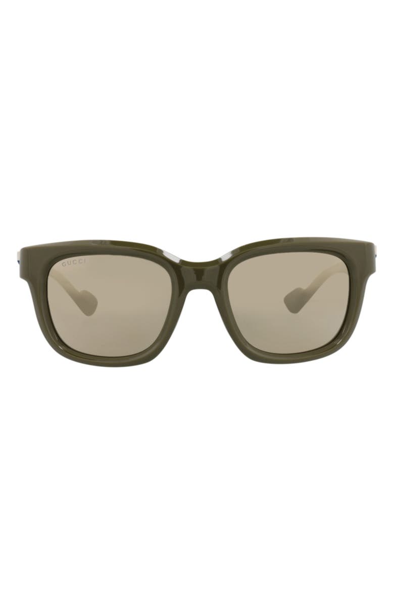 Gucci 53mm Square Sunglasses, Main, color, Green Green Gold