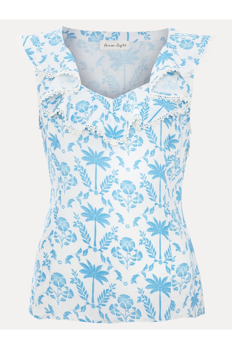 Rhona Linen Blouse, Alternate, color, Blue