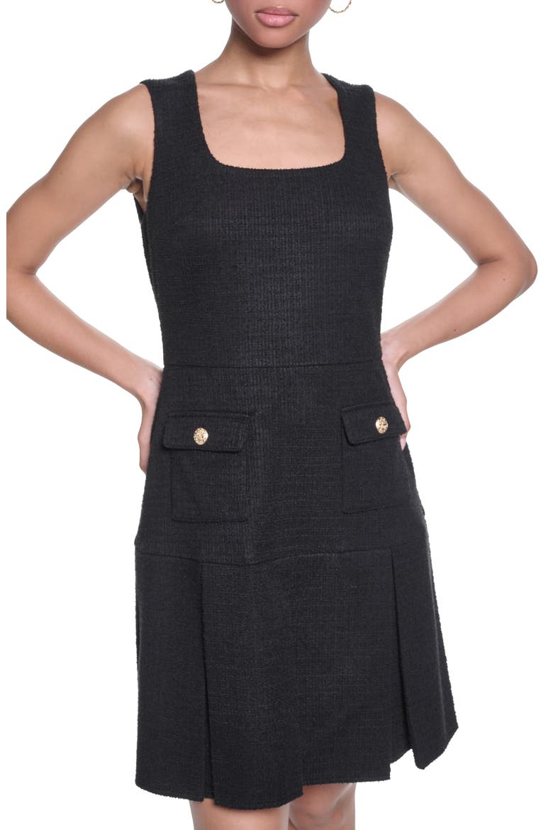 Textured Stretch A-Line Dress, Alternate, color, BLACK