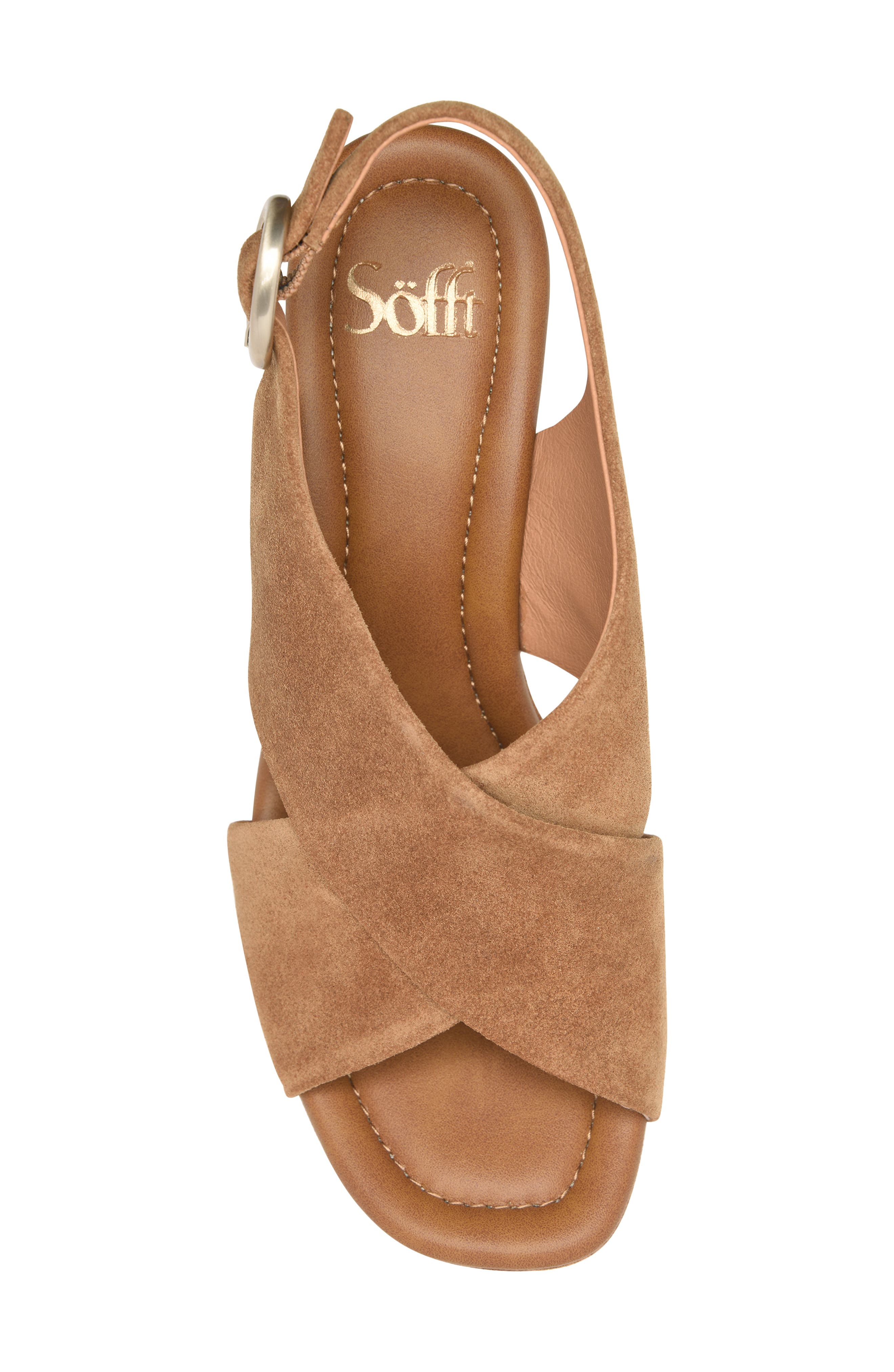 Söfft Isabeth Slingback Platform Wedge Sandal, Alternate, color, Saddle