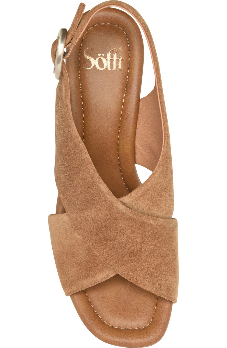 Söfft Isabeth Slingback Platform Wedge Sandal, Alternate, color, Saddle