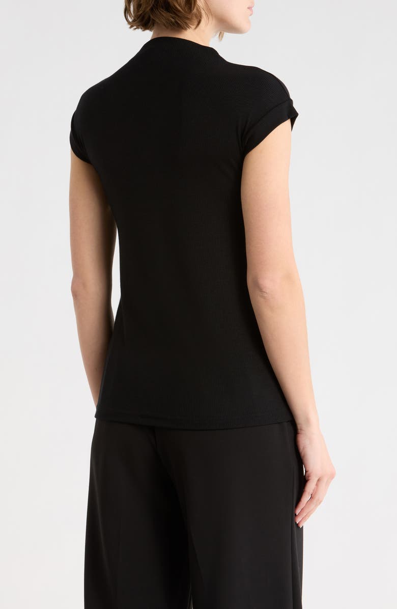 T Tahari Mock Neck Rib Knit Top, Alternate, color, Black