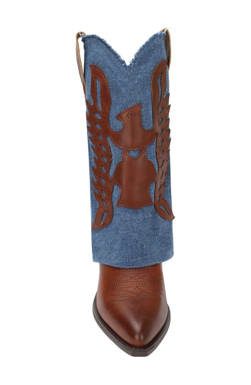 Seven7 Frayed Foldover Western Boot In Brown