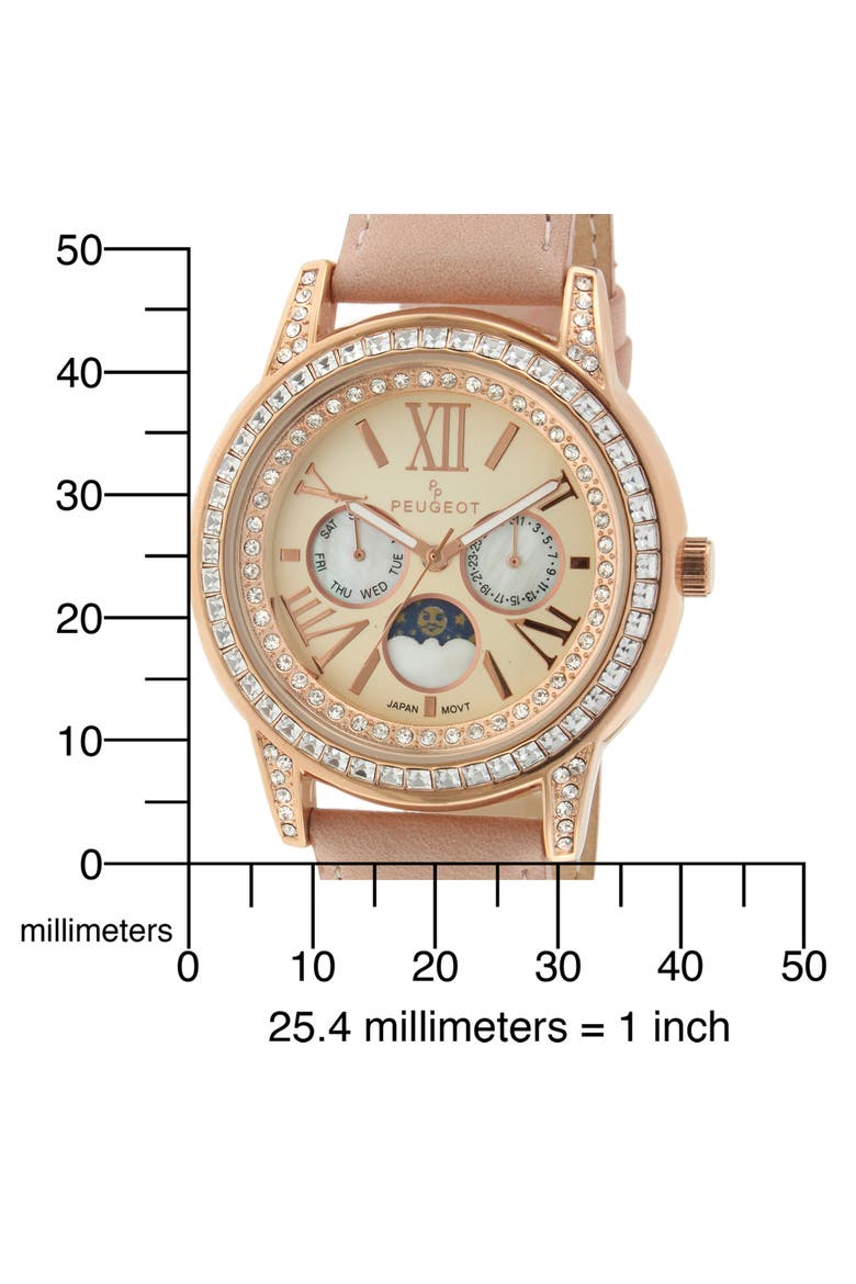 Sun Moon Multi Function Suede Watch - 40MM, Alternate, color, Pink