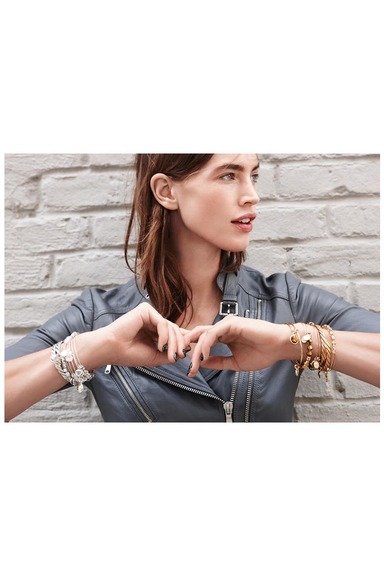 Birthstone Expandable Wire Bangle, Alternate, color, APRIL CRYSTAL
