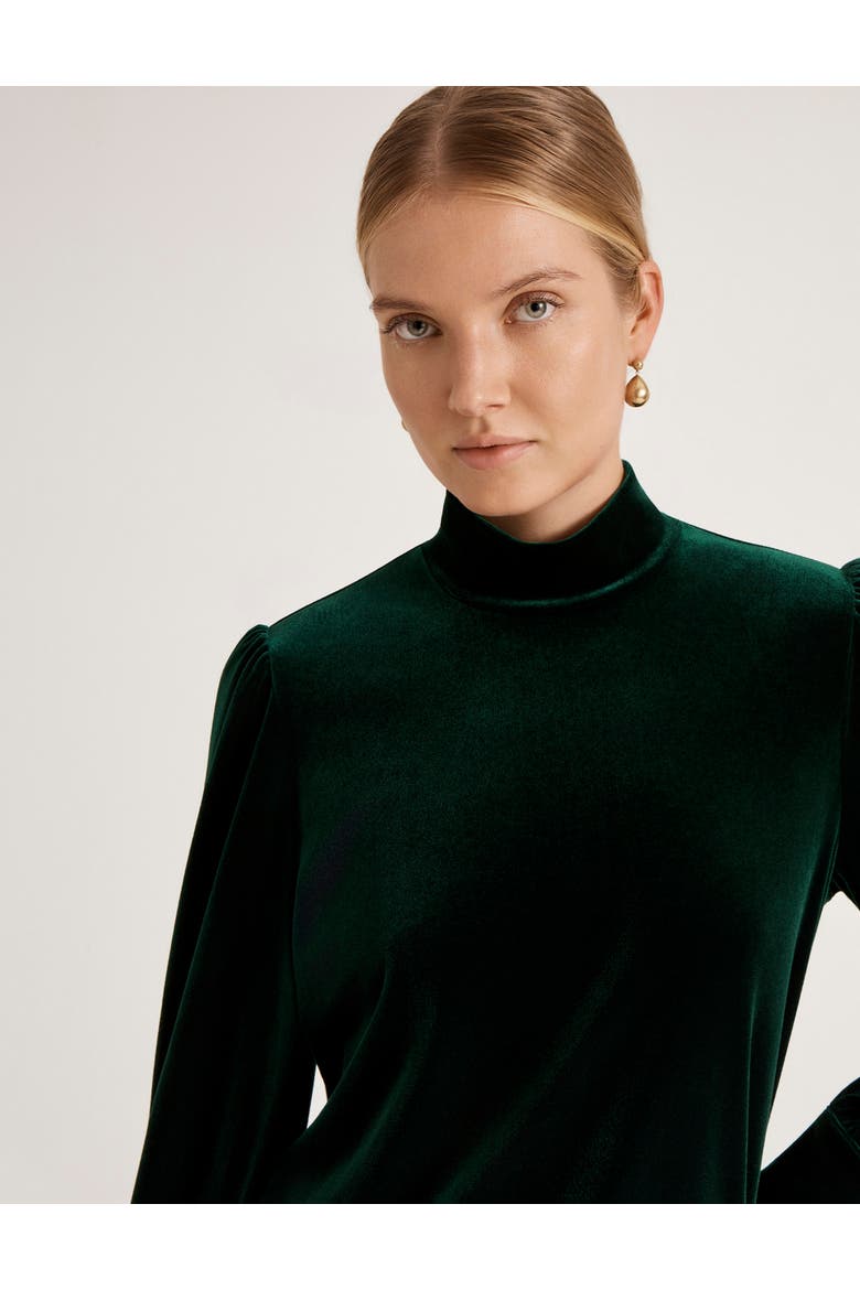 Clementine Velvet High Neck Top, Alternate, color, Bottle Green
