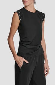 DKNY Grommet Trim Ponte Knit Top