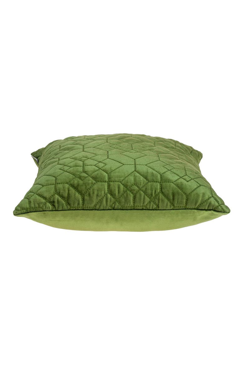Geometric Embroidered Velvet Accent Pillow, Alternate, color, OLIVE