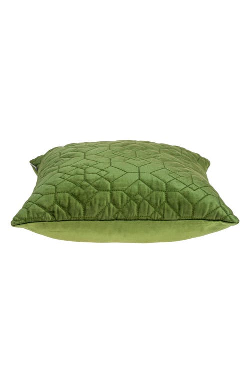 Parkland Collection Geometric Embroidered Velvet Accent Pillow In Olive