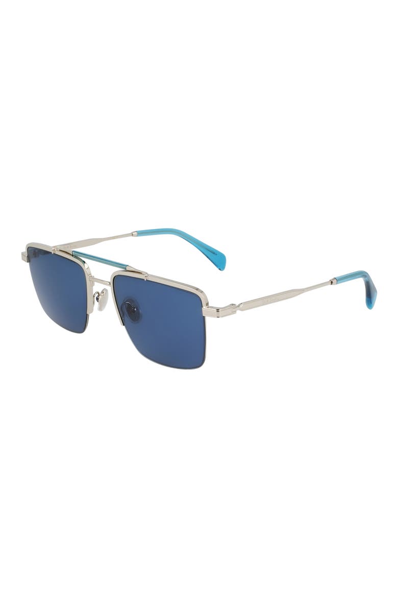 Landor 55mm Rectangular Sunglasses, Alternate, color, SILVER/ BLUE