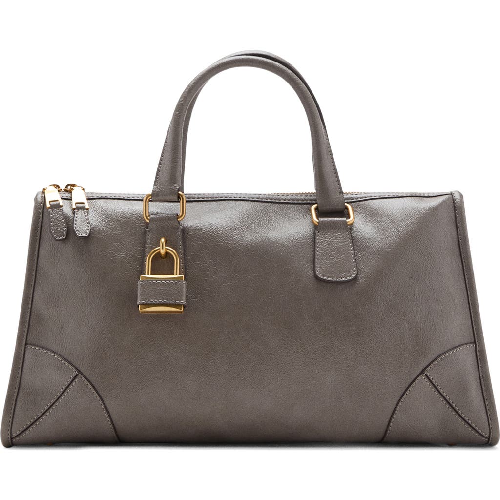 Mango Faux Leather Satchel In Gray
