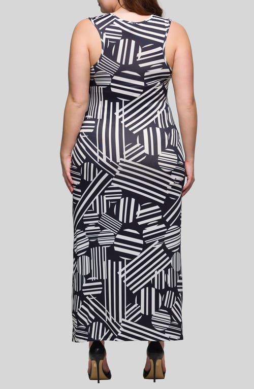 24seven Comfort Apparel Plus Size Razorback Tank Casual Maxi Dress In Black Multi