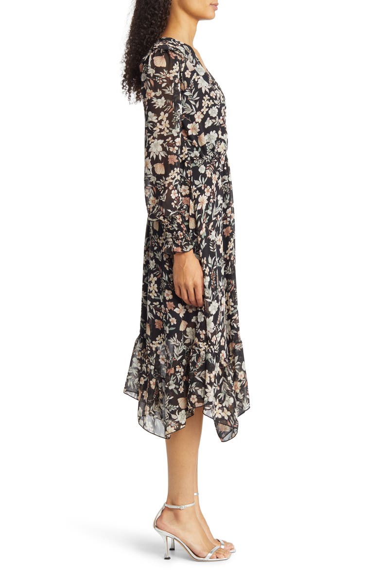 Fraiche by J Melo Floral Ruffle Long Sleeve Midi Dress, Alternate, color, 