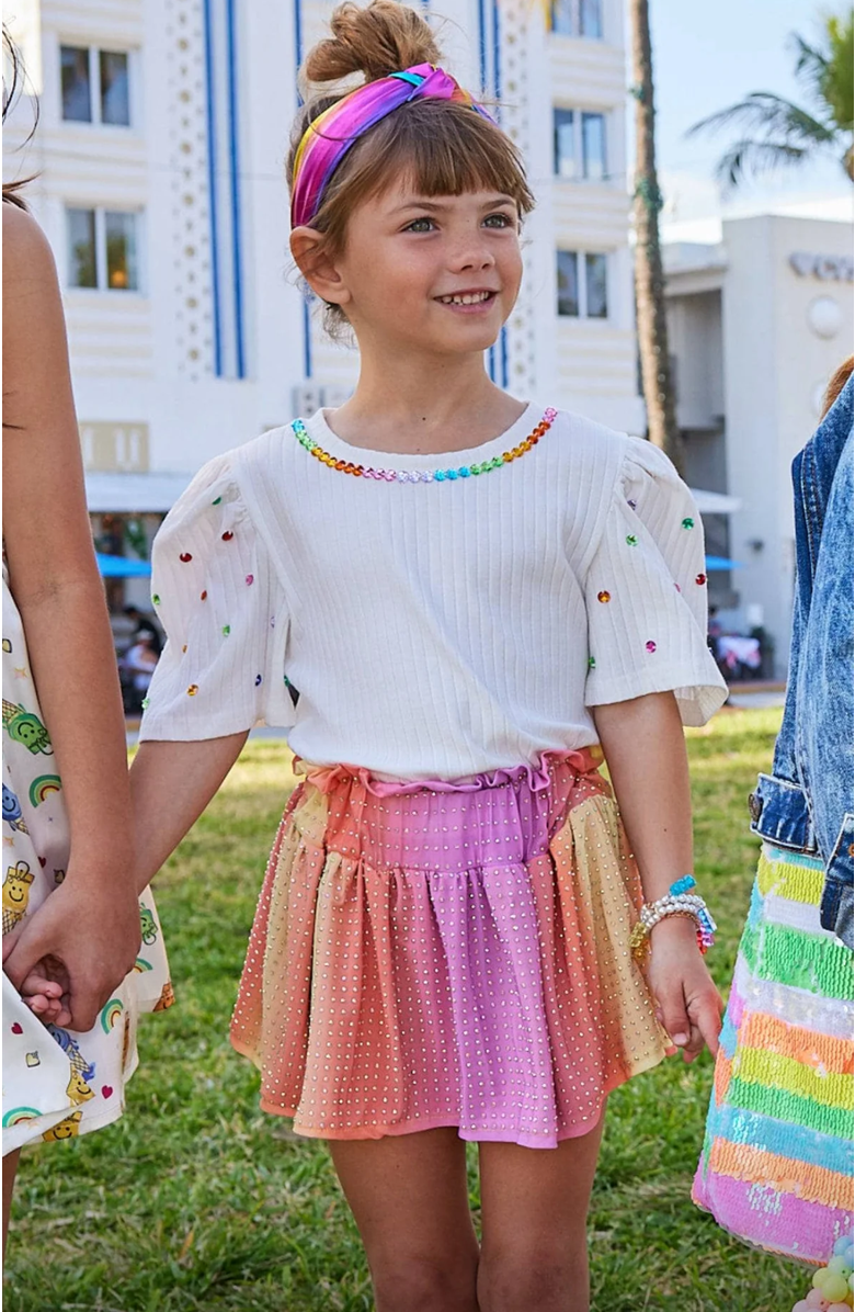 Lola + The Boys Queen Gem Short Sleeve Tee, Alternate, color, White