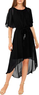 Chaus Flutter Sleeve Chiffon High-Low Dress