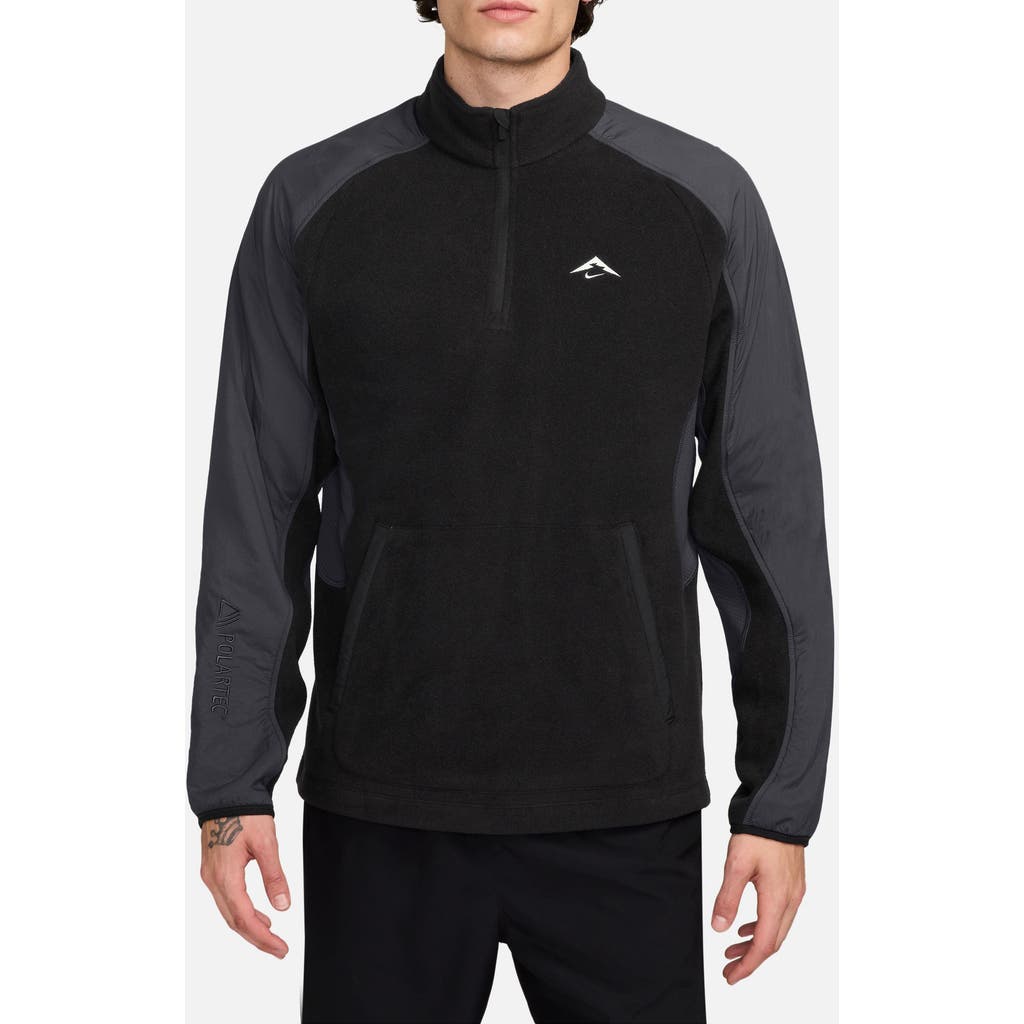 Nike Men's Trail Polartecâ® 1/4-zip Fleece Running Top In Black/anthracite