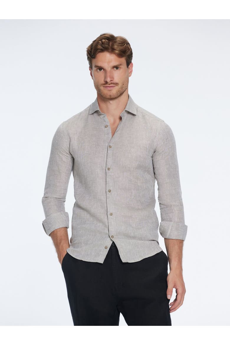 James Linen Slim-Fit Shirt, Alternate, color, Grey