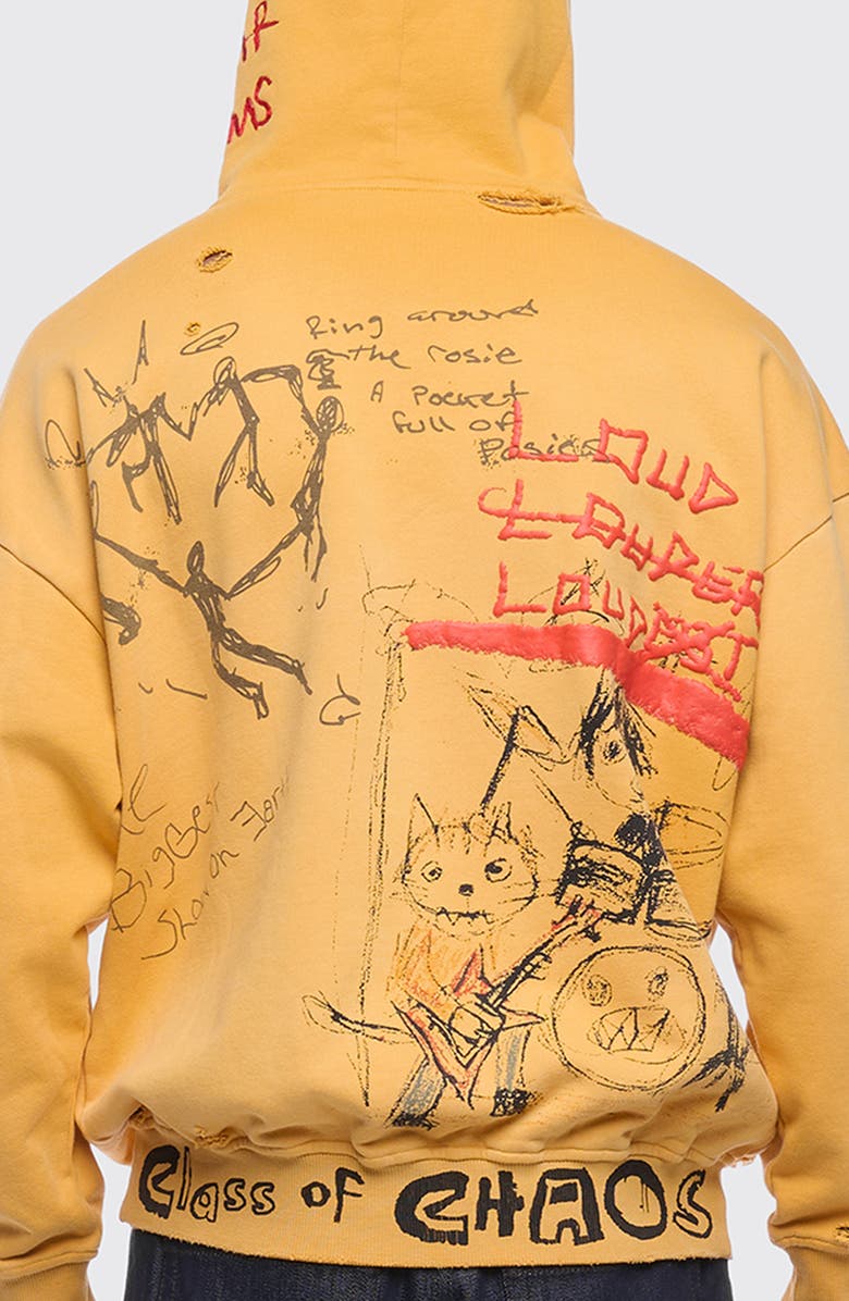 Rolling Loud Class of Chaos Oversize Cotton Blend Graphic Hoodie, Alternate, color, Washed Yellow