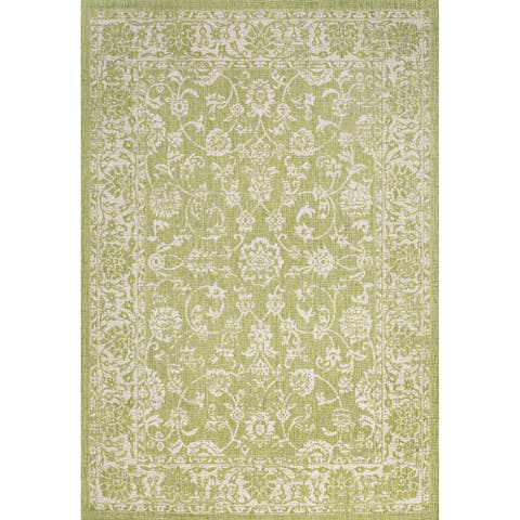 Tela Bohemian Textured Weave Floral Indoor/Outdoor Area Rug