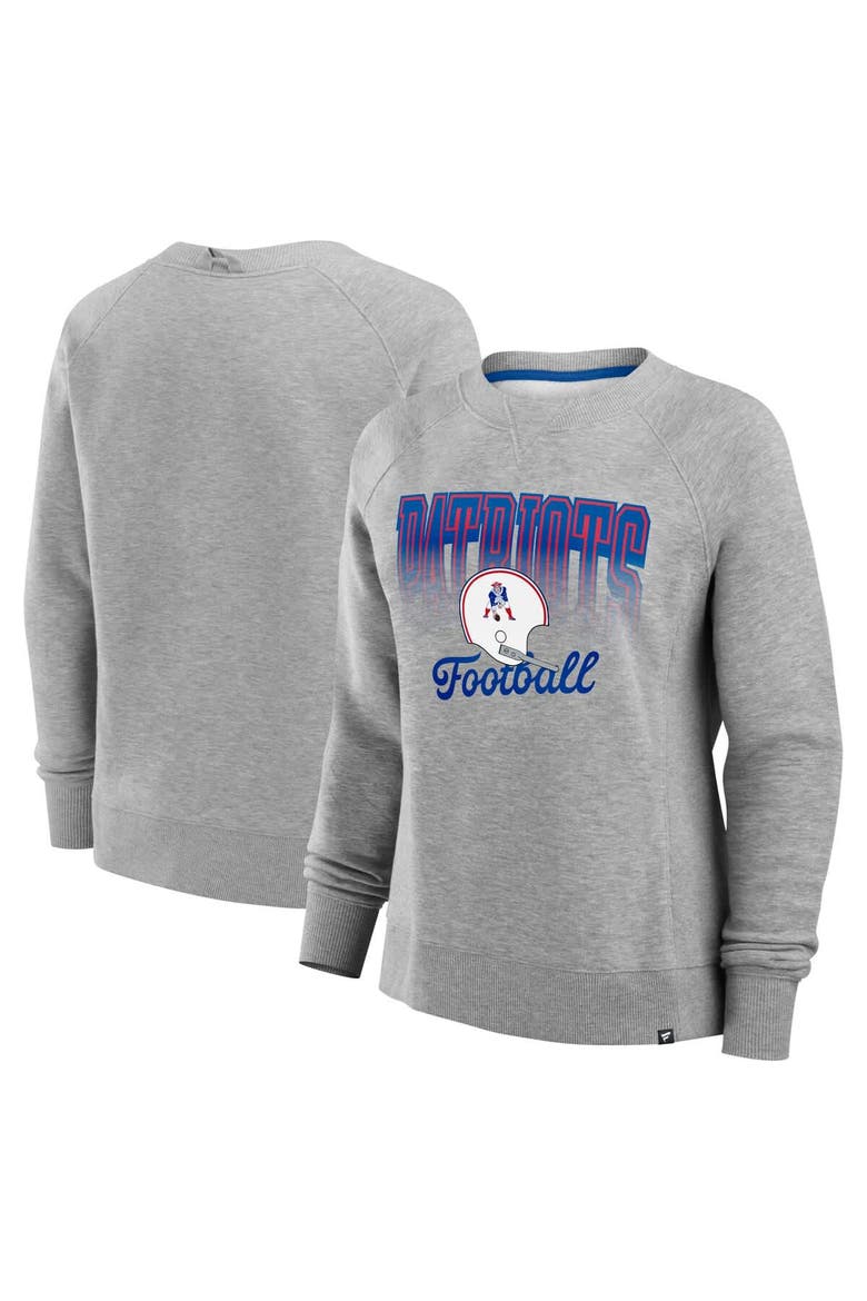 Women's Fanatics Heather Gray New England Patriots Hit Hard Fleece Pullover Sweatshirt, Main, color, Heather Gray