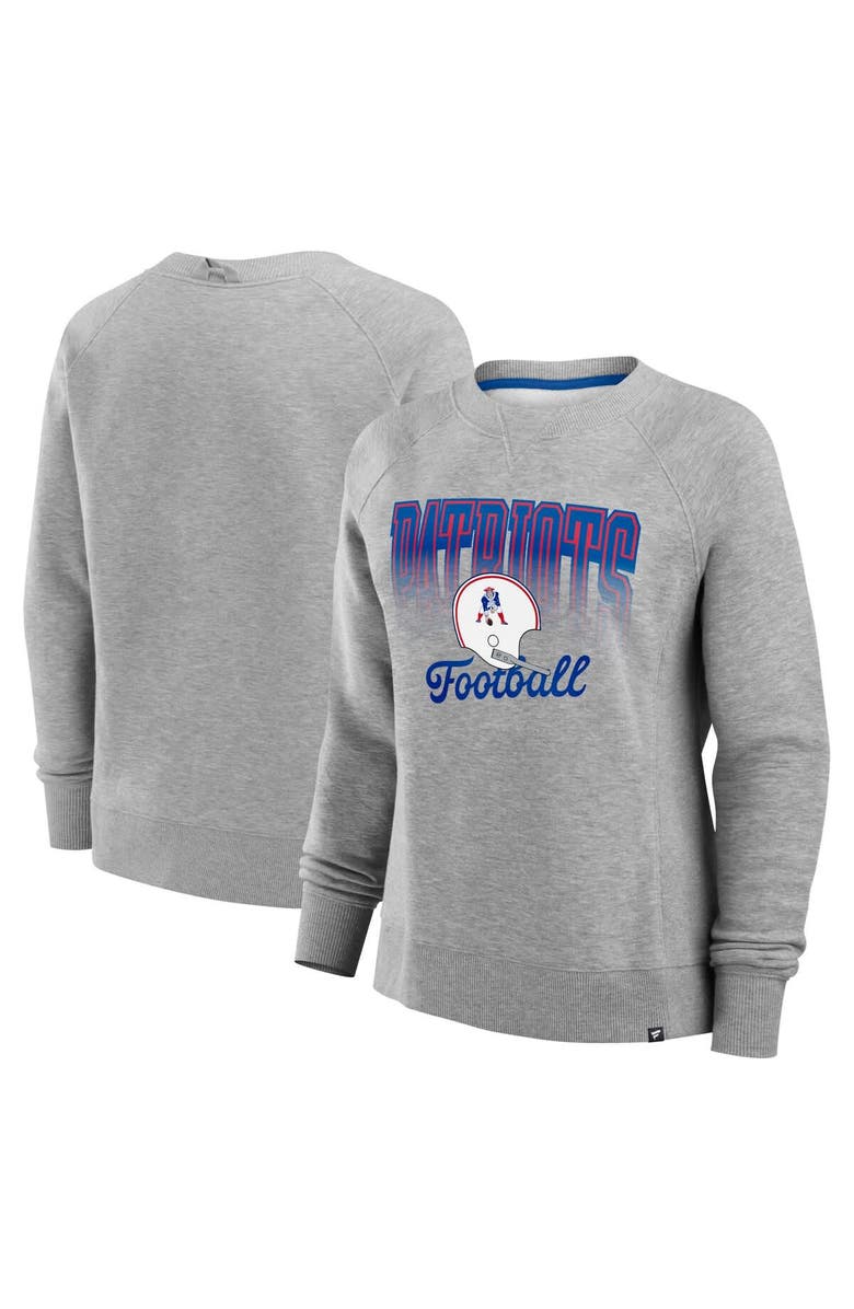 FANATICS Women's Fanatics Heather Gray New England Patriots Hit Hard Fleece Pullover Sweatshirt, Main, color, Heather Gray