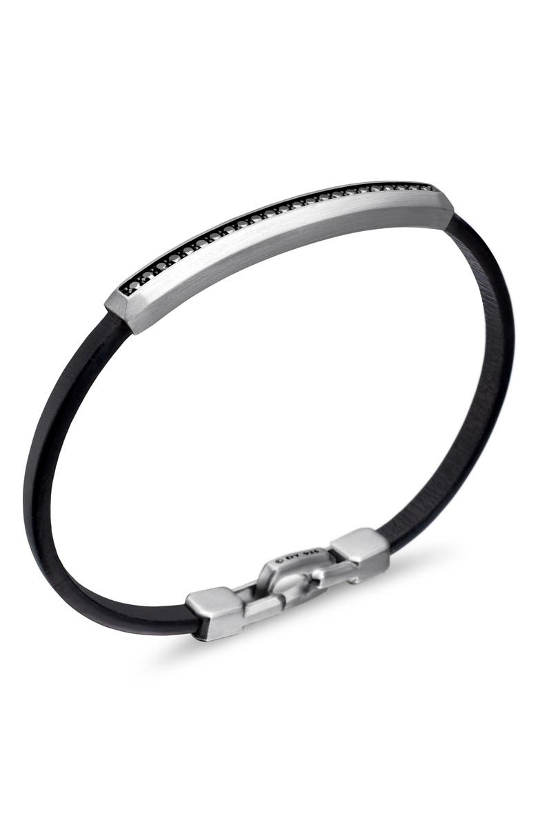 David Yurman Pavé Leather ID Bracelet, Alternate, color, Black Diamond