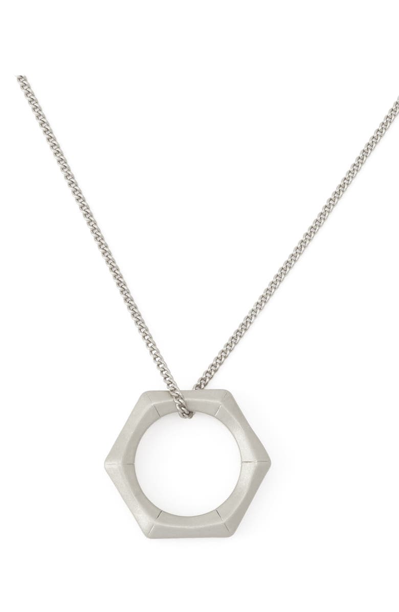 AllSaints Bamboo Texture Pendant Necklace, Alternate, color, Warm Silver