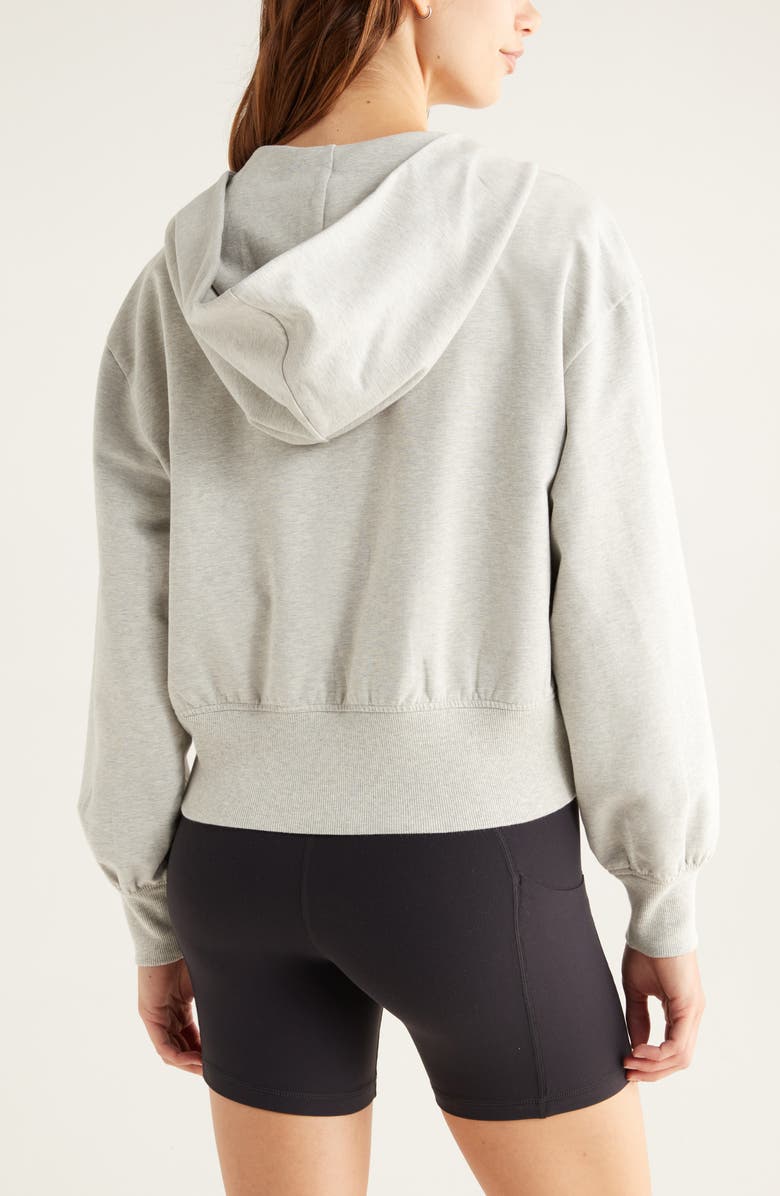 Zella Swoop Full Zip Hoodie, Alternate, color, Grey Light Heather