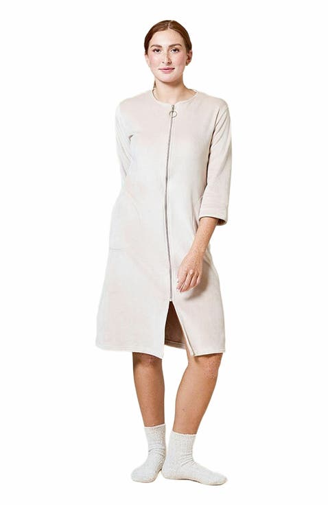 Serenity 3/4 Sleeve Short Zip Robe