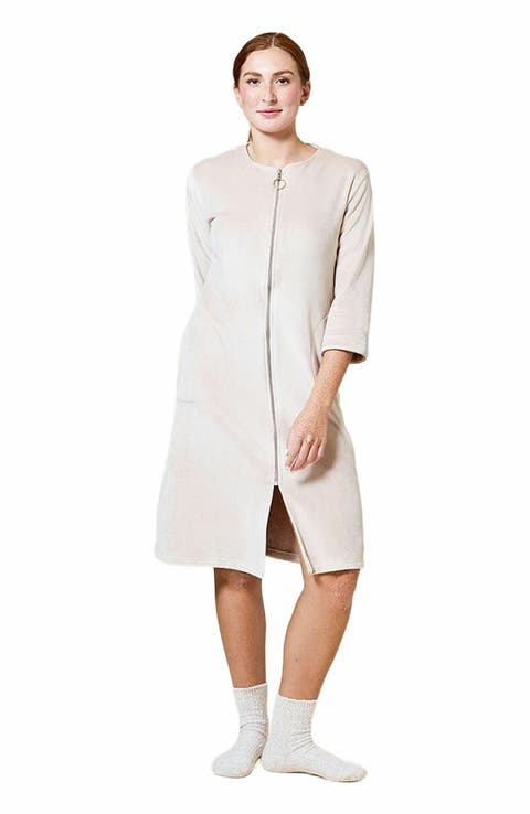 Softies Serenity 3/4 Sleeve Short Zip Robe