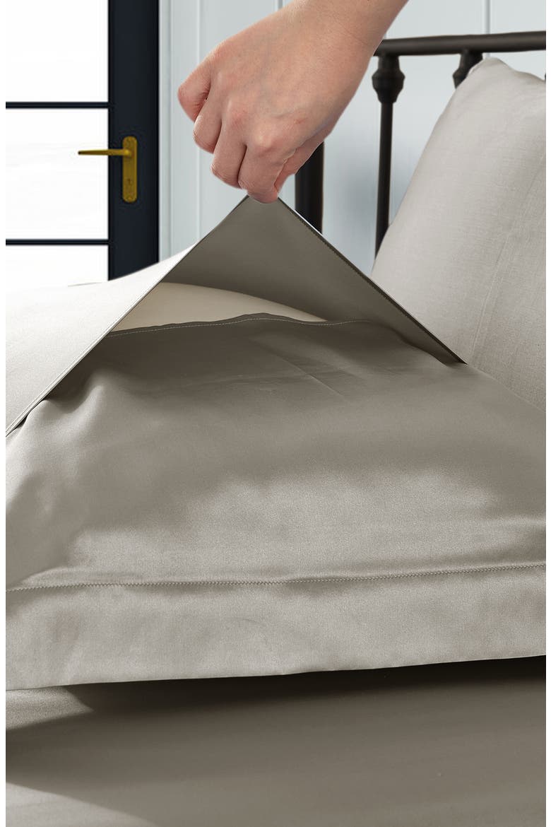 Pure Mulberry Silk Oxford Envelope Luxury Pillowcase, Alternate, color, Grey