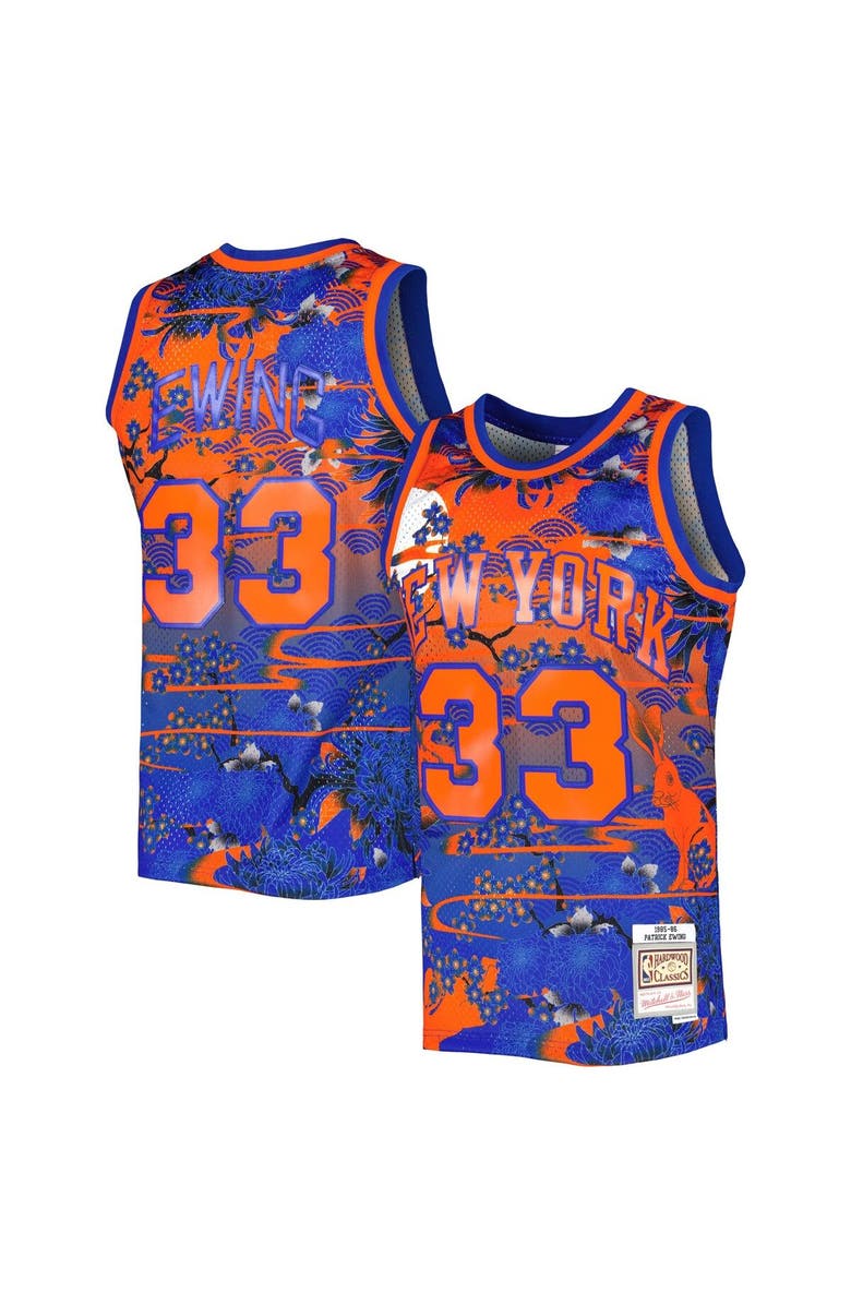 Mitchell & Ness Men's Mitchell & Ness Patrick Ewing Blue New York Knicks Hardwood Classics Lunar New Year Swingman Jersey, Main, color, 