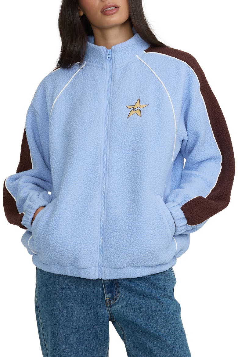 Sporty Full Zip Fleece Jacket, Main, color, CORNFLOWER