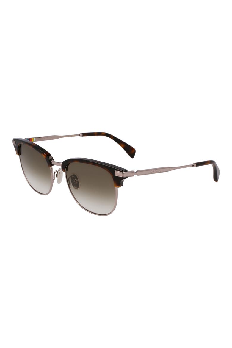Linden 52mm Gradient Modified Rectangular Sunglasses, Alternate, color, GUNMETAL/ HAVANA