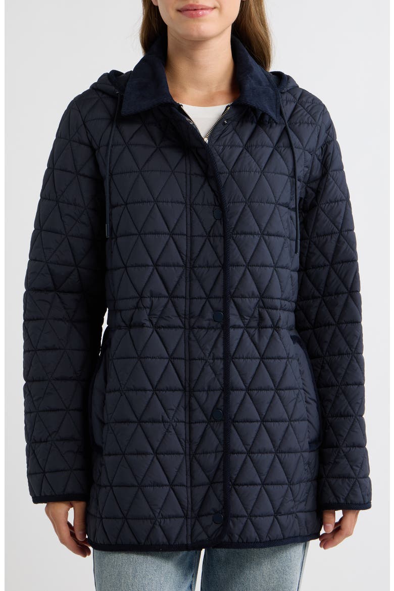Quilted Hooded Jacket, Alternate, color, NAVY