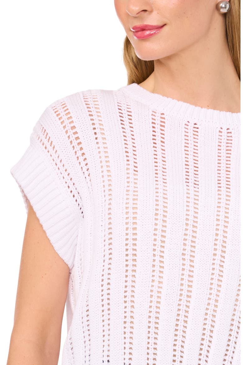 Cotton Short Sleeve Sweater, Alternate, color, BRIGHT WHITE