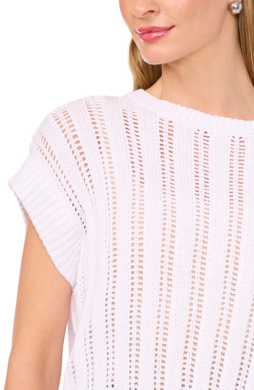 Halogenr Halogen(r) Open Stitch Short Sleeve Sweater In Bright White