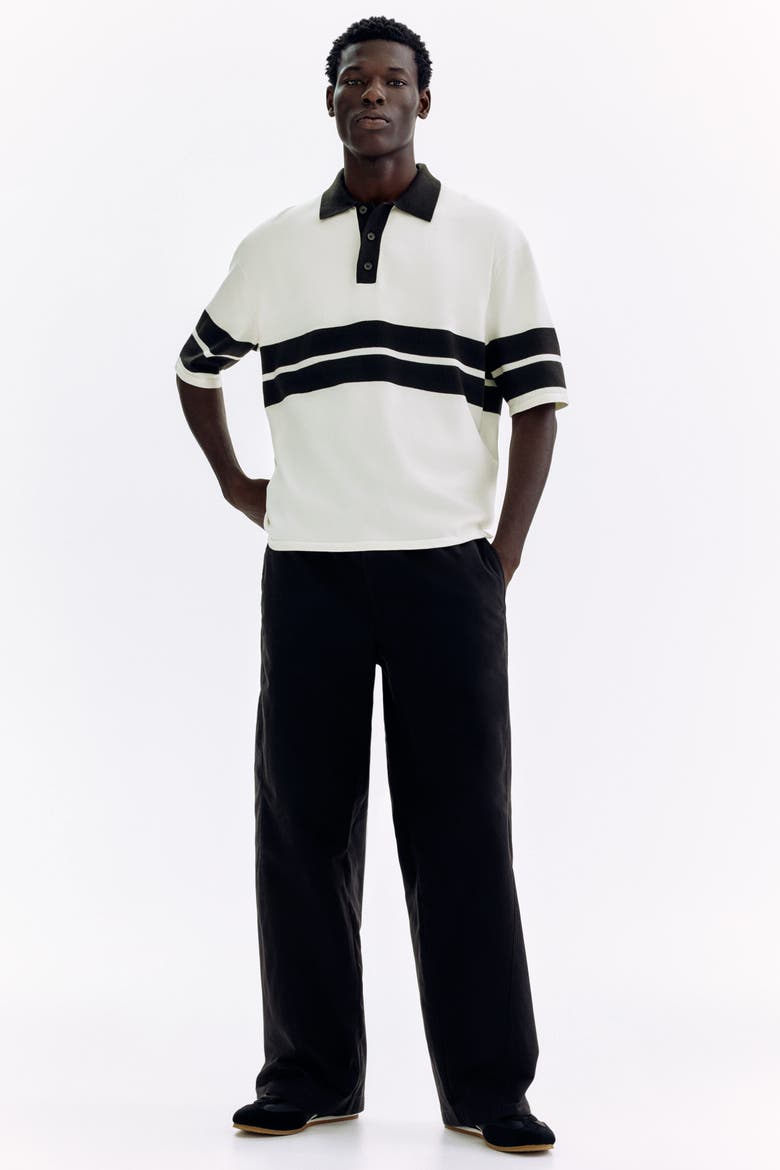 Loose Fit Knitted Polo Shirt, Alternate, color, White/black