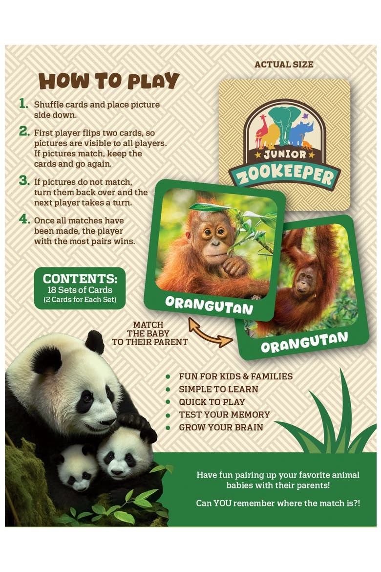 Jr. Zookeeper Matching Game, Alternate, color, Multicolor