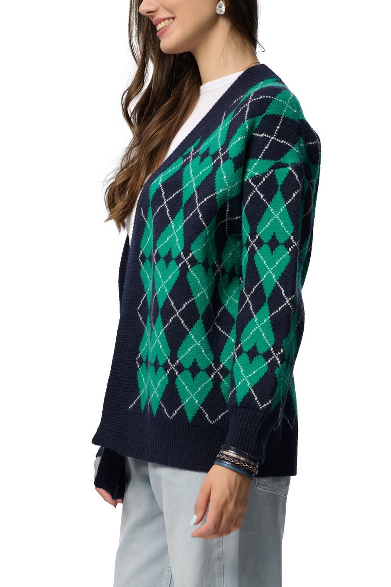 Argyle Heart Cardigan, Alternate, color, BLUE