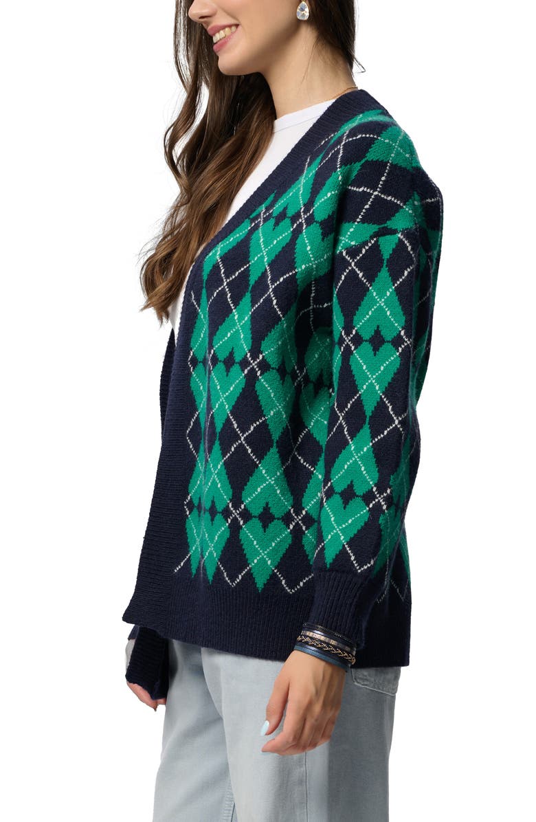 SAACHI Argyle Heart Cardigan, Alternate, color, Blue